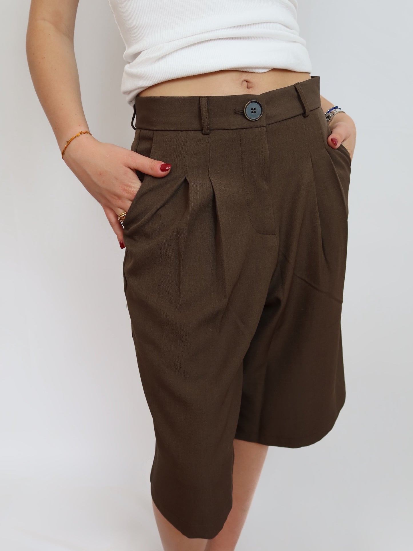 Ensemble tailleur bermuda marron Rebecca