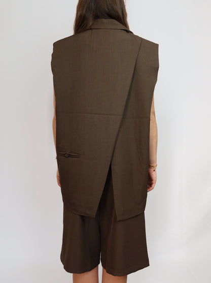 Ensemble tailleur bermuda marron Rebecca